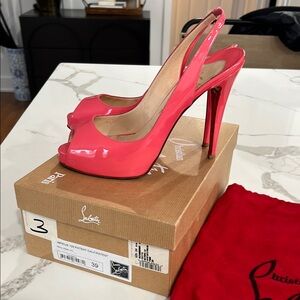 Christian Louboutin Women's Pink Peep-Toe Heels